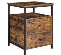 VASAGLE Table de Chevet, Table d'appoint, 45 x 45 x 60 cm, avec Compartiment Ouvert, 2 tiroirs, pour Salon, Chambre, Marron Rustique et Noir LET067B01