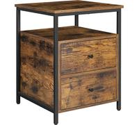 VASAGLE Table de chevet, table d'appoint, 45 x 45 x 60 cm, avec compartiment ouvert, 2 tiroirs, salon, chambre à coucher, brun rustique et noir