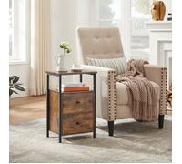 VASAGLE Table de Chevet, Table de Nuit 2 Tiroirs, pour Chambre, Salon, Style Industriel, Marron Rustique et Noir