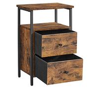 VASAGLE Table de Chevet, Table de Nuit, Bout de Canapé 2 Tiroirs, pour Chambre, Salon, Style Industriel, Marron Rustique et Noir LET521B01