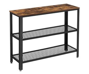 VASAGLE Table de Console, 2 Étagères en Treillis, 101,5 x 35 x 80 cm | Table d’appoint, Buffet, cadre en acier, style industriel, Marron Rustique et Noir, Collection DAXTON LNT81BX