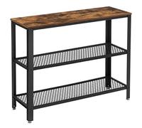 VASAGLE Table de Console, Table d’appoint, Buffet, avec 2 Étagères en Treillis, pour Salon, Couloir, 101,5 x 35 x 80 cm, Cadre en Acier, Style Industriel, Marron Rustique et Noir LNT81BX