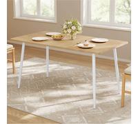 VASAGLE Table de Cuisine, pour 4 à 6 Personnes, Table à Manger, Style Ferme Moderne, Plateau Résistant à la Chaleur, Montage Rapide, 75 x 140 x 75 cm, Doré Chêne et Blanc Nuage KDT100YA02V1