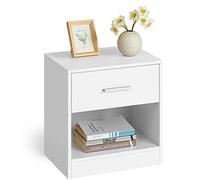 VASAGLE Table de Nuit, Table d’Appoint, avec Tiroir, Poignée, Compartiment Ouvert, Table Basse, pour Chambre, Salon, Blanc Classique LET619T14