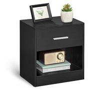 VASAGLE Table de Nuit, Table d’Appoint, avec Tiroir, Poignée, Compartiment Ouvert, Table Basse, pour Chambre, Salon, Noir Classique LET619T56