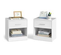 VASAGLE Table de Nuit, Table d’Appoint, avec Tiroir, Poignée, Compartiment Ouvert, Table Basse, pour Chambre, Salon, Blanc Classique LET619T14