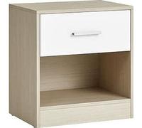 VASAGLE Table de nuit, table d'appoint, avec tiroir, poignée, compartiment ouvert, table basse, pour chambre à coucher, salon, beige naturel-classique blanc