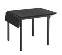 VASAGLE Table de Salle à Manger Pliable, Table de Cuisine Extensible, Bureau, pour 2 à 4 Personnes, Rectangulaire, avec Abattants, pour Petits Espaces, Noir Boisé et Noir d'encre KDT077B03