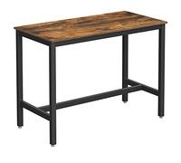 VASAGLE Table Haute, Cadre en métal, pour Boissons, Cocktails, Brasserie, Restaurant, Salon, Cuisine, Stable, 120 x 60 x 90 cm, Style Industriel, Marron Rustique et Noir LBT91X