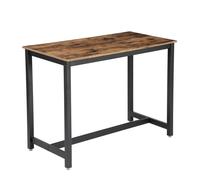 VASAGLE Table Haute, Cadre en métal, pour Boissons, Cocktails, Stable, 120 x 60 x 90 cm, Style Industriel, Marron Rustique et Noir
