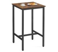 VASAGLE Table Haute Carrée, Cadre en Acier, 60 x 60 x 106 cm | Table de Bar, Montage Facile, pour Cuisine, Salon, Style Moderne, Couleur Marron Rustique et Noir Mat, BARNET LBT035K01