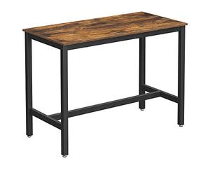VASAGLE Table Haute de Bar, Cadre en métal, 120 x 60 x 90 cm | Table à manger, stable, style industriel, pour salon, cuisine, Marron Rustique et Noir, Collection BARNET LBT91X