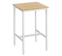 VASAGLE Table Haute, Table de Bar Carrée, Cadre en Acier, 60 x 60 x 92 cm, Montage Facile, pour Cuisine, Salon, Style Moderne, Couleur Chêne et Blanc LBT025W09