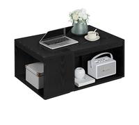VASAGLE Tables Basses, Lot de 3 Tables d’Appoint, Rectangulaires, Personnalisable, Style Moderne, avec Étagère, pour Salon, Chambre, Bureau, Noir Boisé LCT301B01