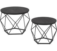 VASAGLE Tables basses rondes, lot de 2 tables d'appoint, style moderne, plateau amovible, structure acier, pour salon, noir