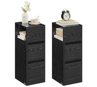 VASAGLE Tables de Chevet, Lot de 2, avec 2 Tiroirs et Compartiment Ouvert | Table de Nuit, Design Étroit, Chambre, Salon, Noir boisé, Collection KAILYN LET856B56