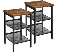 VASAGLE Tables de chevet, set de tables d'appoint, set de 2 tables basses, petites tables basses avec étagères en treillis réglables, salon, chambre à coucher,