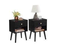 VASAGLE Tables de Chevet, Tables Basses avec Tiroir et Compartiment Ouvert, Pieds en Bois, pour Salon, Chambre, Canapé, Noir Boisé LET855B56