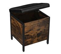 VASAGLE Tabouret, Banc avec Coffre de Rangement, Siège Rembourré, pour Entrée, Chambre, Salon, Cadre en Acier, Montage Simple, Surface en PU, Style Industriel, Marron Rustique et Noir LSB50BX
