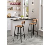 VASAGLE Tabouret Bar Industriel, Lot de 2, Chaise Bar Cuisine, avec Dossier, Cadre en Acier, Montage Facile, Style Industriel, Marron Rustique et Noir d'encre Marron Rustique et Noir d'encre