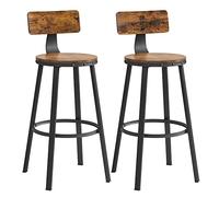 VASAGLE Lot de 2 tabourets de Bar Hauts avec Dossier, Cadre en Acier, siège de 73,2 cm de Haut, Montage Facile, Industriel, Marron Rustique et Noir LBC026B01V1