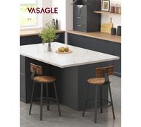 VASAGLE Tabouret Bar Industriel, Lot de 2, Chaises Bar Cuisine, avec Dossier, Cadre en Acier, Siège de 62,5 cm de Haut, Montage Facile, Style Industriel Brun