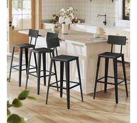 VASAGLE Tabouret Bar Industriel, Lot de 2, Chaise Bar Cuisine, avec Dossier, Cadre en Acier, Montage Facile, Style Industriel, Noir Cendré et Noir d'encre LBC078B02