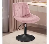 VASAGLE Tabouret Coiffeuse, avec Dossier, Chaise Coiffeuse Hauteur Réglable, Rotation à 360°, pour Chambre, Salle à Manger, Velours, Rose Bonbon LJB160SA01
