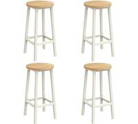 VASAGLE Tabouret de bar 4 pièces Chaise de cuisine Siège haut Cadre métallique Montage facile avec repose-pieds pour cuisine Salon Salle à manger Beige Chêne Blanc