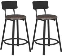 VASAGLE Tabouret de bar, lot de 2, chaise de bar, rembourrage en PU, avec repose-pieds, montage facile, design industriel, pour salle à manger, cuisine, comptoir, bar