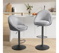 VASAGLE Tabouret de Bar, Lot de 2, Chaise de Cuisine, Réglable en Hauteur, Pivotant à 360°, avec Dossier, Socle, Repose-Pieds, Acier, pour Comptoir, Bar, Salle à Manger, Gris Tourterelle LJB110G01