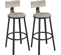VASAGLE Tabouret de bar Lot de 2 tabourets de bar Chaise de cuisine avec structure métallique Hauteur d'assise 73 cm Montage simple Design industriel Greige Noir LBC026B02
