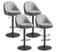 VASAGLE Tabouret de Bar, Lot de 4, Chaise de Cuisine, Réglable en Hauteur, Pivotant à 360°, avec Dossier, Socle, Repose-pieds, Acier, Bar, Salle à manger, Gris Tourterelle et Gris Argenté LJB110G01-2J