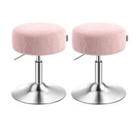 VASAGLE Tabouret de bar pour coiffeuse, Lot de 2, Réglables en Hauteur, Pivotants à 360 Degrés, en PU, Coussin Épais, Rose Bonbon