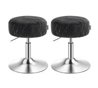 VASAGLE Tabouret de bar pour coiffeuse, Lot de 2, Réglables en Hauteur, Pivotants à 360 Degrés, en PU, Coussin Épais, Noir d'Encre