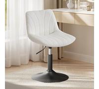 VASAGLE Tabouret de Coiffeuse, Chaise avec Dossier, Pivotant à 360° | Fauteuil pour Maquillage, Réglable en Hauteur, 43,0 x 46,5 x (65,5-77,5) cm, Blanc crème, Collection TYRA LJB160WD01