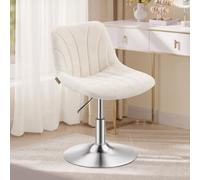 VASAGLE Tabouret de Coiffeuse, Chaise avec Dossier, Pivotant à 360° | Fauteuil pour Maquillage, Réglable en Hauteur, 43,0 x 46,5 x (65,5-77,5) cm, Blanc crème, Collection TYRA LJB160W101