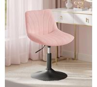 VASAGLE Tabouret de Coiffeuse, Chaise Moderne avec Dossier, Réglable en Hauteur, Pivotant à 360°, 43,0 x 46,5 x (65,5-77,5) cm, Rose, Fauteuil pour Maquillage, Collection Tyra LJB160S101