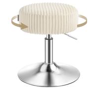 VASAGLE Tabouret de Coiffeuse, Tabouret de Bar, Réglable en Hauteur, Pivotant à 360 Degrés, en Velours Côtelé, Coussin Épais, pour Chambre, Cuisine, Salle à Manger, Blanc Crème LJB128WD01