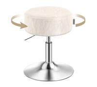 VASAGLE Tabouret de Maquillage, Réglable en Hauteur, Pivotant à 360 Degrés, en PU, Coussin Épais, Tabouret de Coiffeuse, pour Chambre, Cuisine, Salle à Manger, Moderne, Blanc Crème LJB120W01