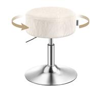 VASAGLE Tabouret de Maquillage, Réglable en Hauteur, Pivotant à 360 Degrés, en PU, Coussin Épais, Tabouret de Coiffeuse, Blanc