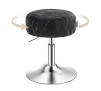 VASAGLE Tabouret de Maquillage, Réglable en Hauteur, Pivotant à 360 Degrés, en PU, Coussin Épais, Tabouret de Coiffeuse, pour Chambre, Cuisine, Salle à Manger, Moderne, Noir d'encre LJB120B01