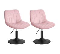 VASAGLE Tabourets Coiffeuse, avec Dossier, Velours, Lot de 2 | Chaises Coiffeuse, Hauteur Réglable, Rotation à 360°, pour Chambre, Salle à Manger, Rose Bonbon