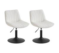 VASAGLE Tabourets Coiffeuse, Lot de 2, avec Dossier, Hauteur Réglable | Rotation à 360°, pour Chambre, Salle à Manger, Tissu Peluche, Blanc Crème