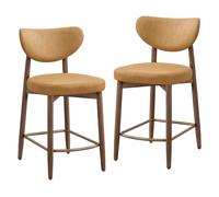 VASAGLE Tabourets de Bar, Bois Massif, avec Dossier, Lot de 2