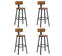 VASAGLE Tabourets de Bar Industriel, Lot de 4, avec Dossier, Cadre en Acier