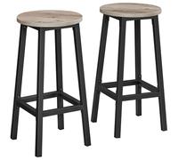 VASAGLE Tabourets de Bar, Lot de 2, Cadre Métallique, Hauteur 65 cm | Chaises, Siège Haut, Repose-pieds, pour Cuisine, Salon, Salle à Manger, Grège chiné et Noir mat, Collection BARNET LBC032B02