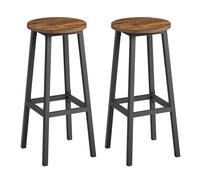 VASAGLE Tabourets de Bar, Lot de 2, Cadre Métallique, Hauteur 74 cm | Chaises, Siège Haut, Montage Facile, Repose-pieds, Marron rustique et Noir, Collection BARNET LBC132K01