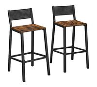 VASAGLE Tabourets de Bar, Lot de 2 Chaises Hautes, SiÈges Cuisine, Salle À Manger, Bureau, Style Industriel, Marron Rustique et Noir LBC070B01