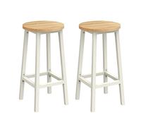 VASAGLE Tabouret de Bar, Lot de 2, Chaise de Cuisine, siège Haut, Cadre en métal, Montage Facile, avec Repose-Pieds, pour Cuisine, Salon, Salle à Manger, chêne Beige et Blanc Classique LBC032W09